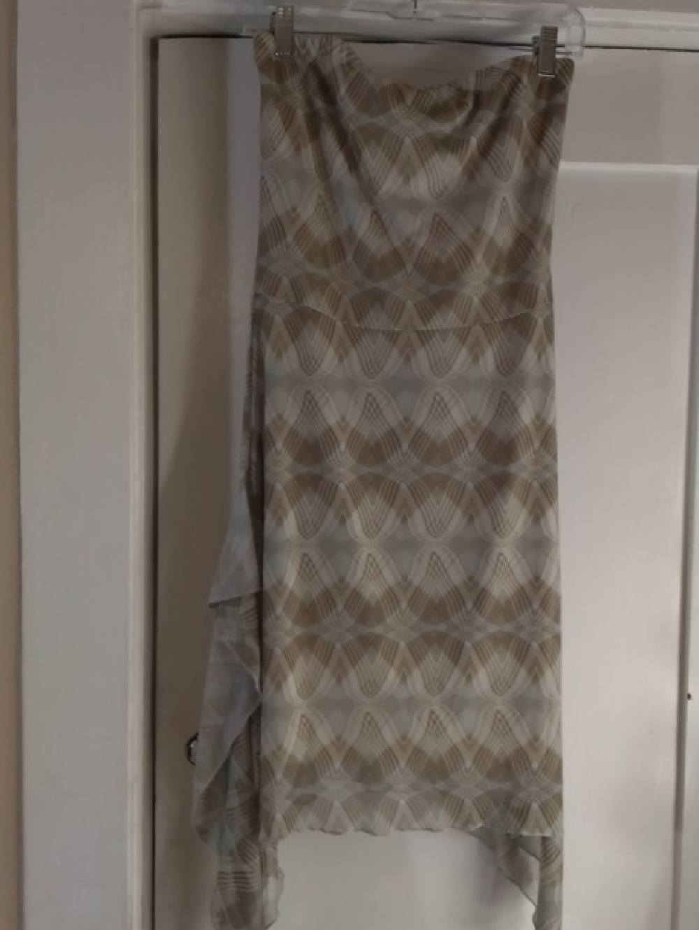 Beige & Cream Geometric Asymmetric Skirt